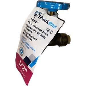 SharkBite #24634LFZ Stop Valve with Drain 1/2” for PEX/Copper/CPVC/PE-RT